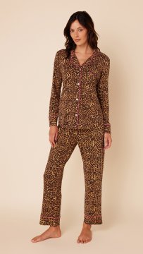The Cat's Pajamas Women's Wildcat Pima Knit Classic Pajama Set