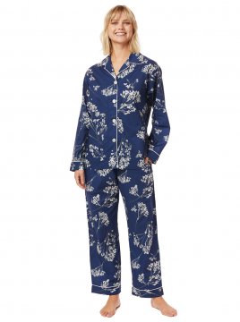 The Cat's Pajamas Women's Willow Cerise Luxe Pima Classic Pajama Set in Blue