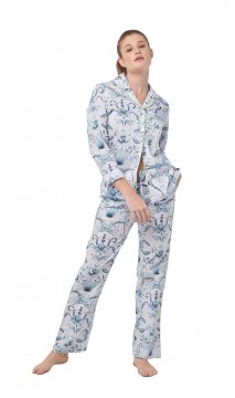 The Lazy Poet Women's Emma  Seahorses & Friends Lila Classic Cotton Pajama Set