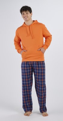 Boxercraft Men's Harley Varsity Navy/Orange Plaid Flannel Pajama Pant