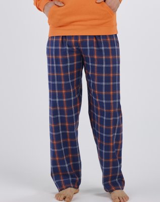 Boxercraft Men's Harley Varsity Navy/Orange Plaid Flannel Pajama Pant