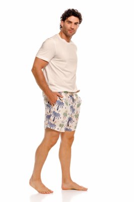 The Lazy Poet Men's Ben Riviera Palms Ecru Linen Pajama Shorts