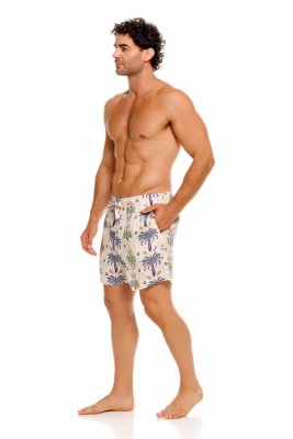 The Lazy Poet Men's Ben Riviera Palms Ecru Linen Pajama Shorts