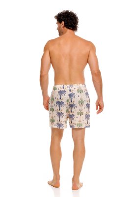 The Lazy Poet Men's Ben Riviera Palms Ecru Linen Pajama Shorts