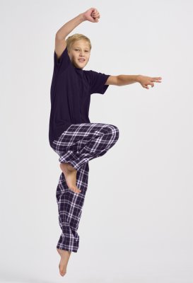 Boxercraft Kids Purple/White Plaid Poly Flannel Lounge Pant