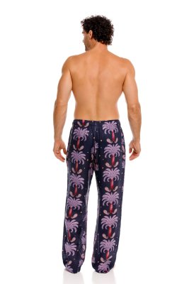 The Lazy Poet Men's Drew Riviera Palms Blue Linen Pajama Pant