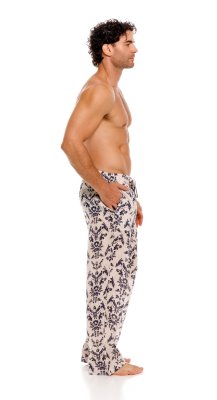 The Lazy Poet Men's Drew Tapestry Blue Linen Pajama Pant