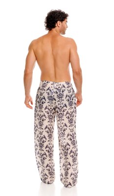 The Lazy Poet Men's Drew Tapestry Blue Linen Pajama Pant