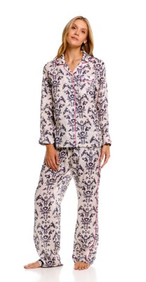 The Lazy Poet Women's Emma Tapestry Blue Classic Linen Pajama Set