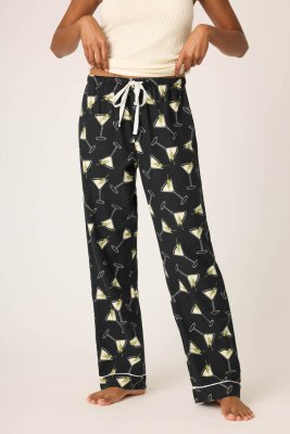 PJ Salvage Merrier With A Martini Flannel Pajama Pant in Black