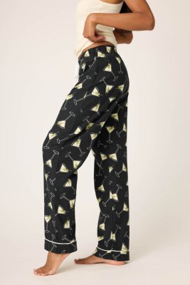 PJ Salvage Merrier With A Martini Flannel Pajama Pant in Black