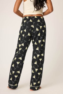 PJ Salvage Merrier With A Martini Flannel Pajama Pant in Black