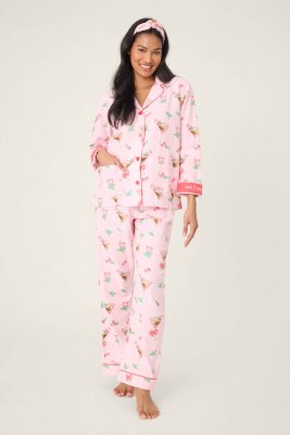 PJ Salvage Tini Time Classic Flannel Pajama Set in Ballet Pink