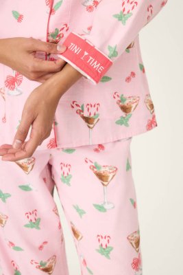 PJ Salvage Tini Time Classic Flannel Pajama Set in Ballet Pink