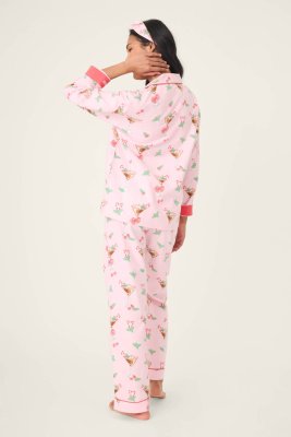 PJ Salvage Tini Time Classic Flannel Pajama Set in Ballet Pink