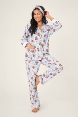 PJ Salvage Feelin' Pine Classic Flannel Pajama Set in Blue Whisper
