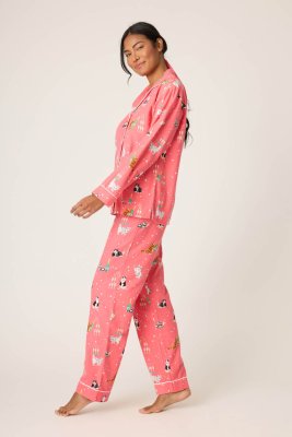 PJ Salvage Let's Get Fizzacle Classic Flannel Pajama Set in Dark Coral