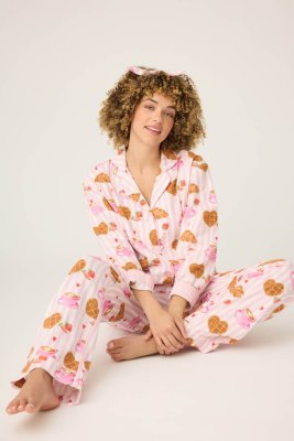 PJ Salvage Brunch Club Classic Flannel Pajama Set in Pink