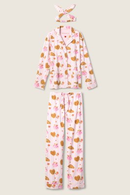 PJ Salvage Brunch Club Classic Flannel Pajama Set in Pink