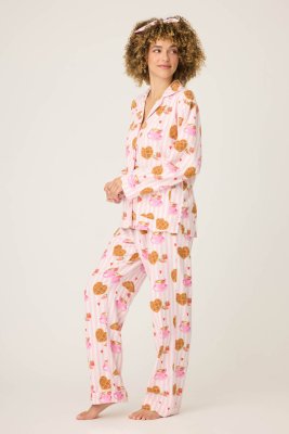PJ Salvage Brunch Club Classic Flannel Pajama Set in Pink