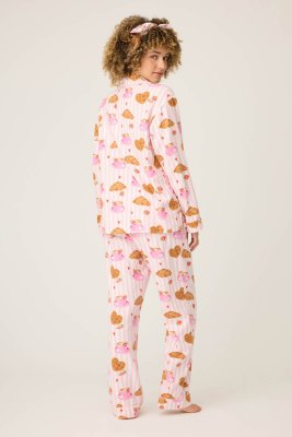 PJ Salvage Brunch Club Classic Flannel Pajama Set in Pink