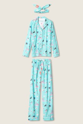 PJ Salvage This is How I Roll Classic Flannel Pajama Set in Turquoise
