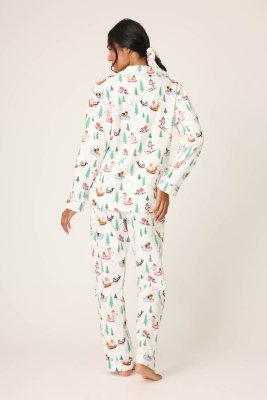 PJ Salvage Sleigh All Day Classic Flannel Pajama Set in White