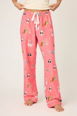 PJ Salvage Let's Get Fizzacle Flannel Pajama Pant in Dark Coral