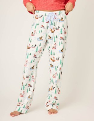 PJ Salvage Sleigh All Day Flannel Pajama Pant in White