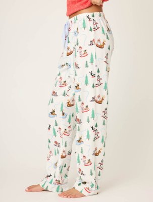 PJ Salvage Sleigh All Day Flannel Pajama Pant in White