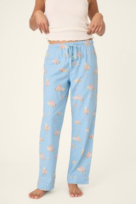 PJ Salvage Fizz The Season Flannel Pajama Pant in Light Sky Blue