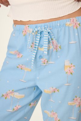 PJ Salvage Fizz The Season Flannel Pajama Pant in Light Sky Blue