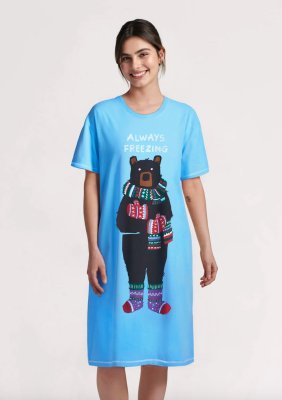 Little Blue House by Hatley Always Freezing Cotton Sleepshirt in Bonnie Blue
