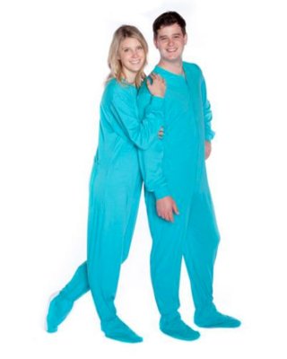 Big Feet Pajamas Adult Aqua Green Jersey Knit One Piece Footy