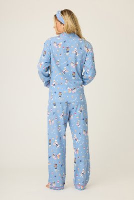 PJ Salvage Baked Woof Love Classic Flannel Pajama Set in Denim
