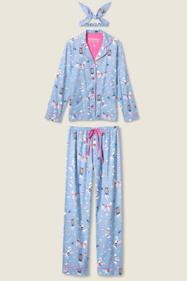 PJ Salvage Baked Woof Love Classic Flannel Pajama Set in Denim