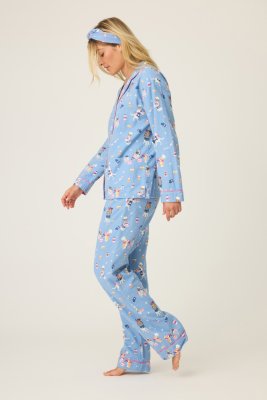 PJ Salvage Baked Woof Love Classic Flannel Pajama Set in Denim