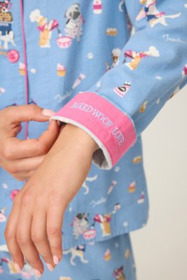 PJ Salvage Baked Woof Love Classic Flannel Pajama Set in Denim