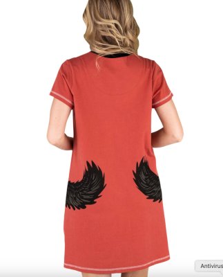 Lazy One Bear Hug V-Neck Cotton Nightshirt in Moab Sunset Pink/Black