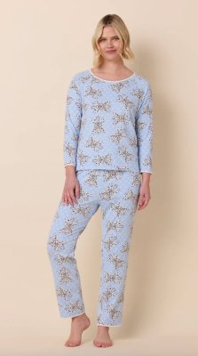 The Cat's Pajamas Women's Bengal Blue Pima Knit Cotton Simple Set