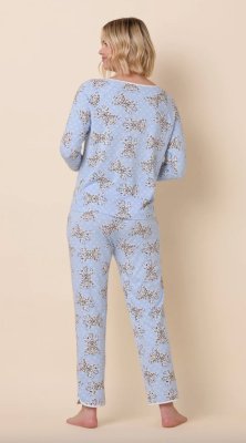 The Cat's Pajamas Women's Bengal Blue Pima Knit Cotton Simple Set