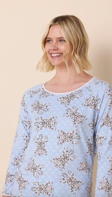 The Cat's Pajamas Women's Bengal Blue Pima Knit Cotton Simple Set