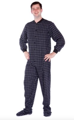 Big Feet Pajamas Adult Black Check Flannel One Piece Footy