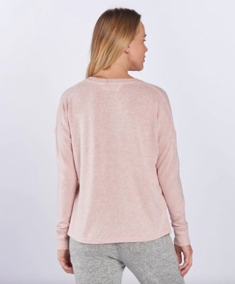 Boxercraft Women's Cuddle Boxy Crew Top in Pink Serenity Heather