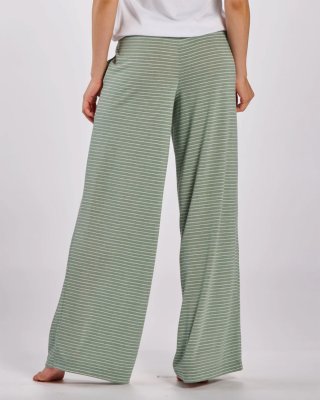 Boxercraft Women's Evelyn Sage/White Stripe Wide Leg Lounge Pant
