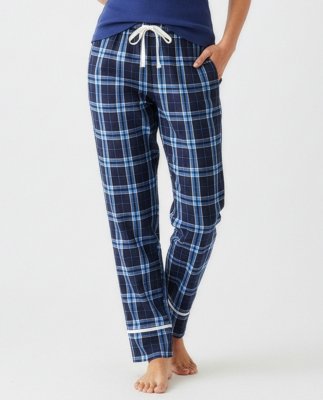 Boxercraft Women's Navy/Colmbia Plaid Cuffed Flannel Pajama Pant