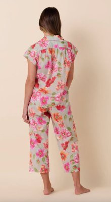 The Cat's Pajamas Women's Clementina Voile Cotton Capri Pajama Set