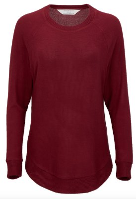 Boxercraft Women's Cuddle Oversized Crew Top in Mantra Red Heather