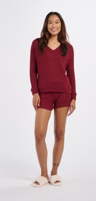 Boxercraft Women's Cuddle V-Neck Lounge Top in Mantra Red