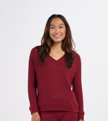 Boxercraft Women's Cuddle V-Neck Lounge Top in Mantra Red